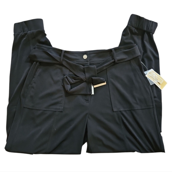 NWT Michael Kors NWT Black Cargo Pants High Waist Relaxed Jogger L - Picture 7 of 12